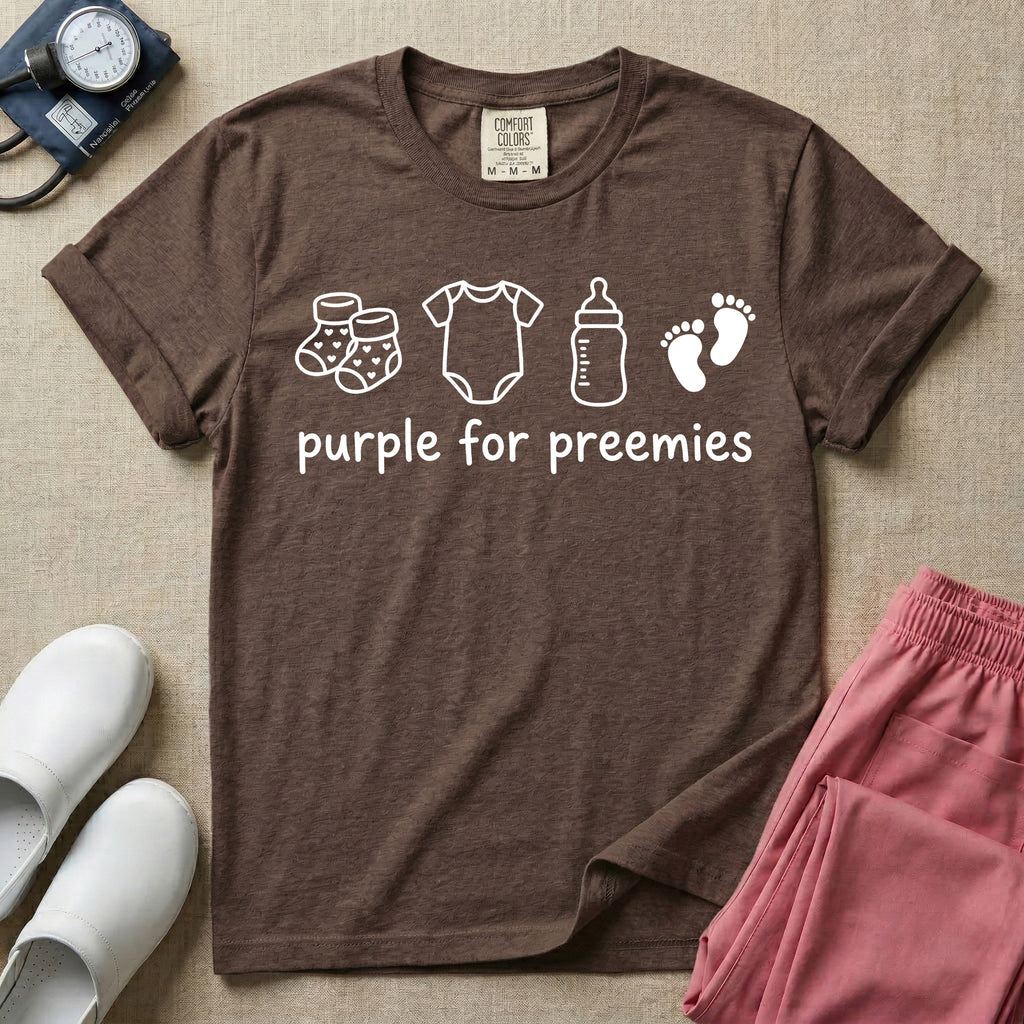 Purple for Preemies NICU Nurse Prematurity Awareness T-Shirt-T-Shirt-HugTee