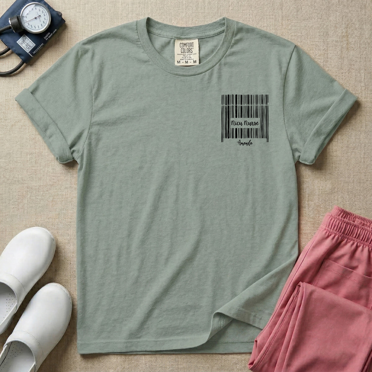 Personalized NICU Nurse Name Barcode T-Shirt-T-Shirt-HugTee