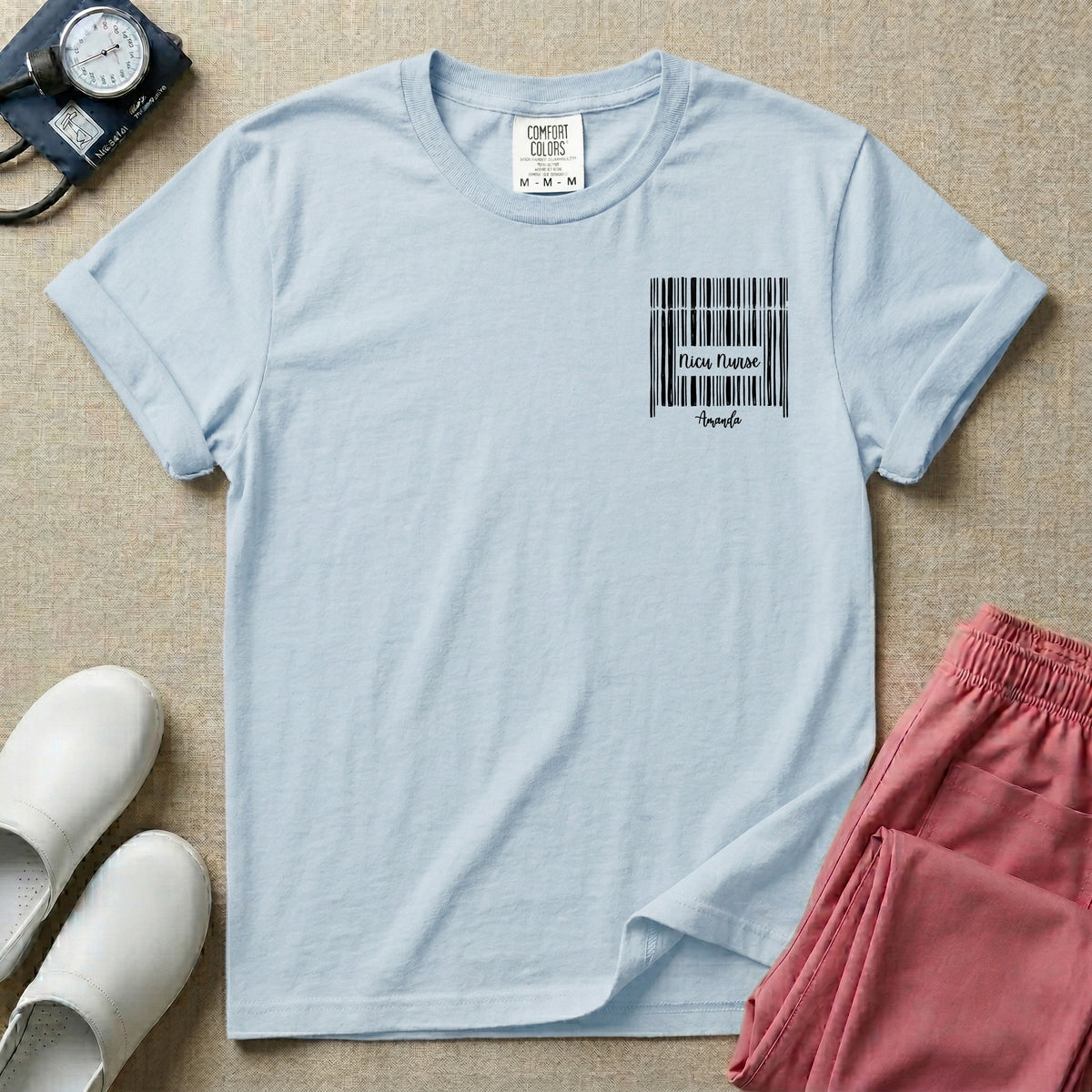 Personalized NICU Nurse Name Barcode T-Shirt-T-Shirt-HugTee