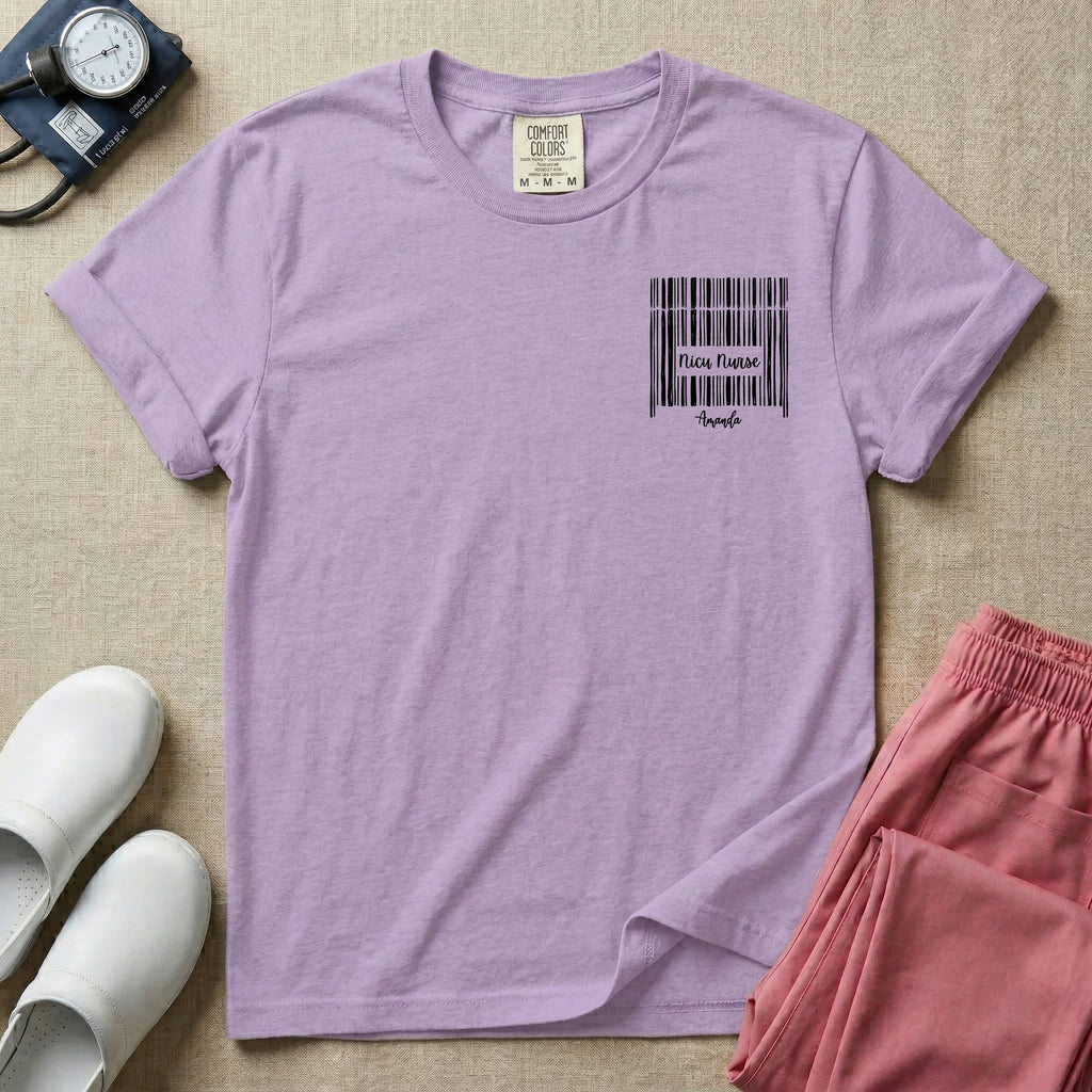 Personalized NICU Nurse Name Barcode T-Shirt-T-Shirt-HugTee