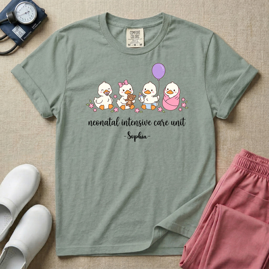 Personalized Neonatal Intensive Care Unit Name Ducklings T-Shirt-T-Shirt-HugTee