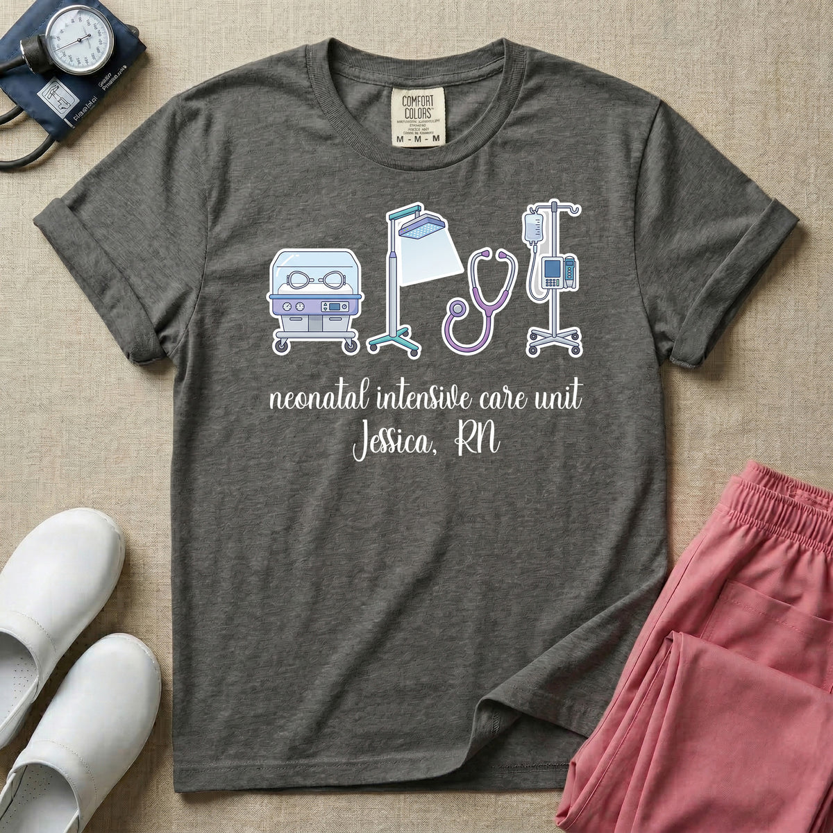 Personalized Neonatal Intensive Care Unit Name RN T-Shirt-T-Shirt-HugTee