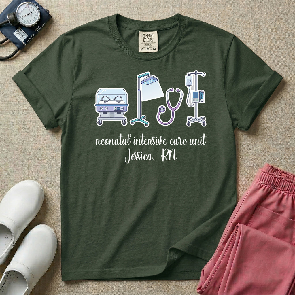Personalized Neonatal Intensive Care Unit Name RN T-Shirt-T-Shirt-HugTee