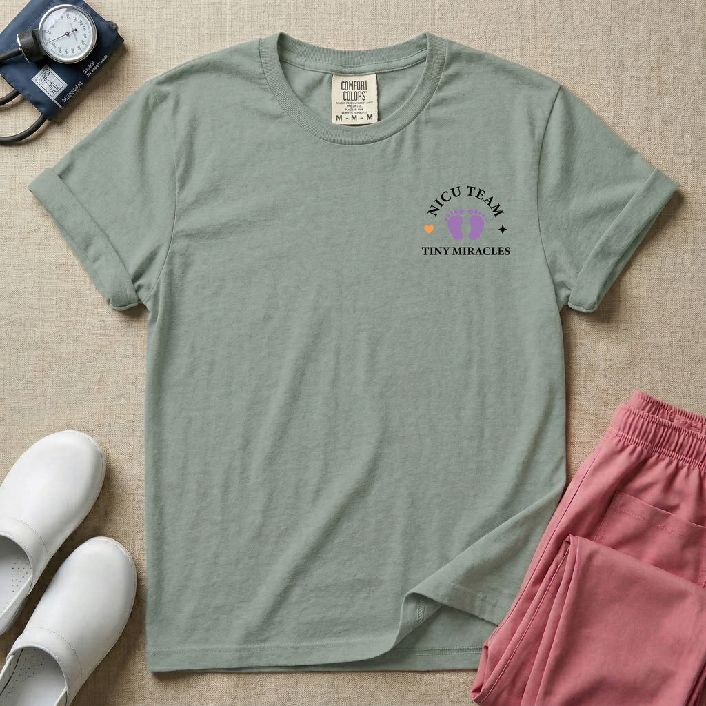 Personalized NICU Nurse Tiny Miracles Team Name Two-Sided T-Shirt-T-Shirt-HugTee