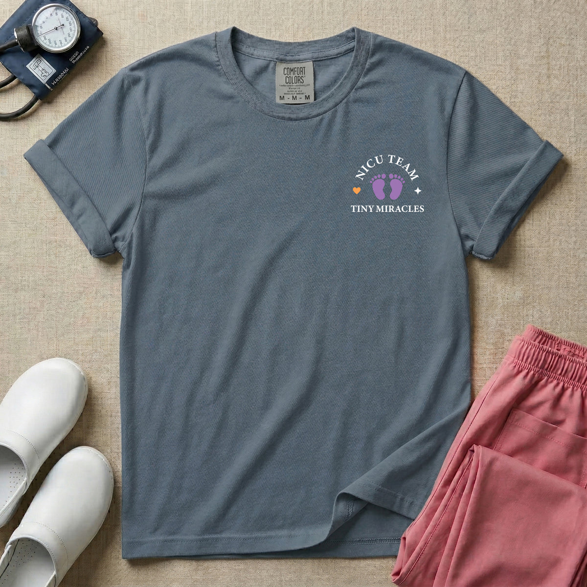 Personalized NICU Nurse Tiny Miracles Team Name Two-Sided T-Shirt-T-Shirt-HugTee