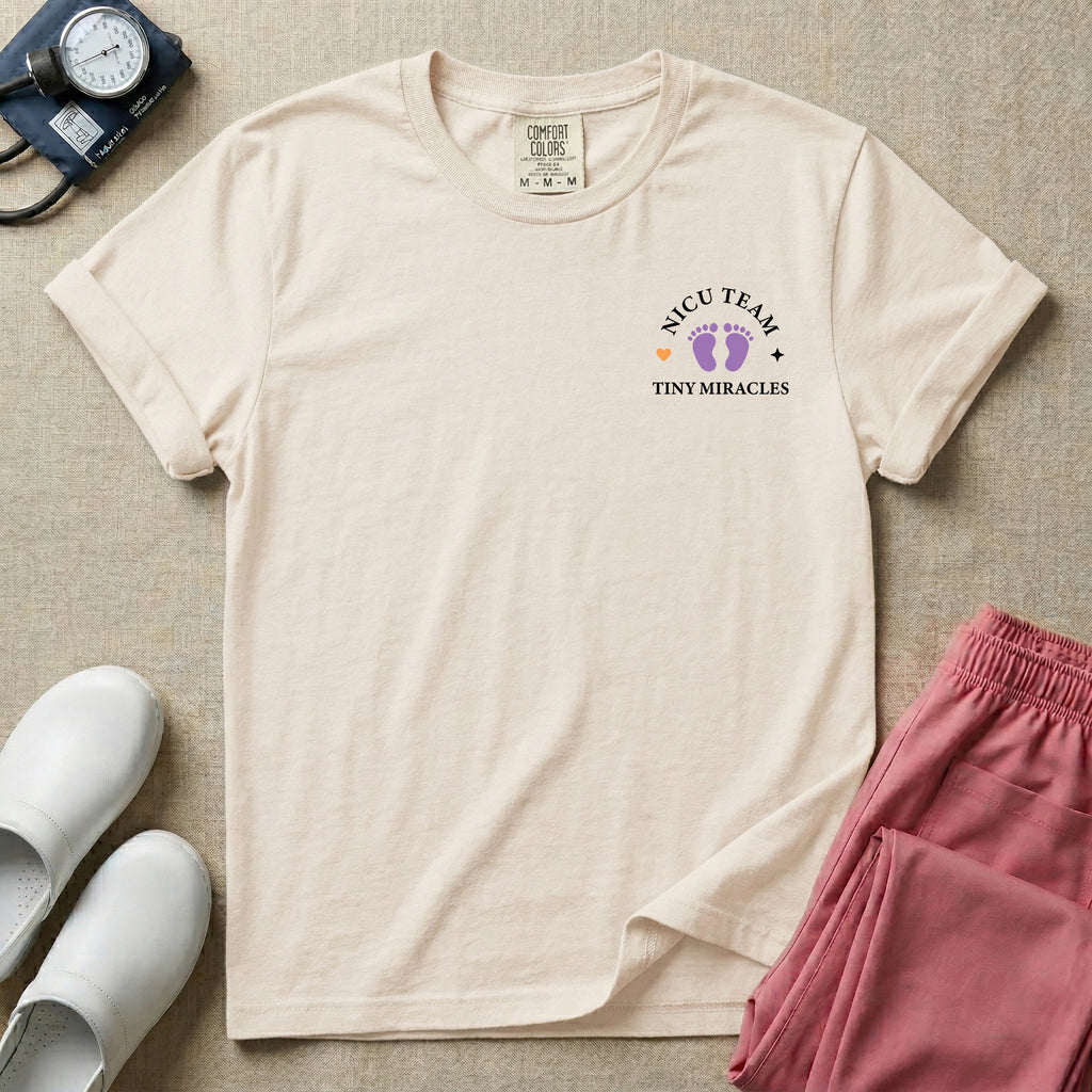 Personalized NICU Nurse Tiny Miracles Team Name Two-Sided T-Shirt-T-Shirt-HugTee