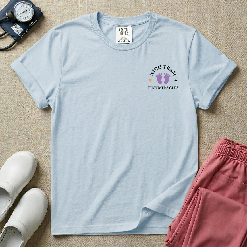 Personalized NICU Nurse Tiny Miracles Team Name Two-Sided T-Shirt-T-Shirt-HugTee