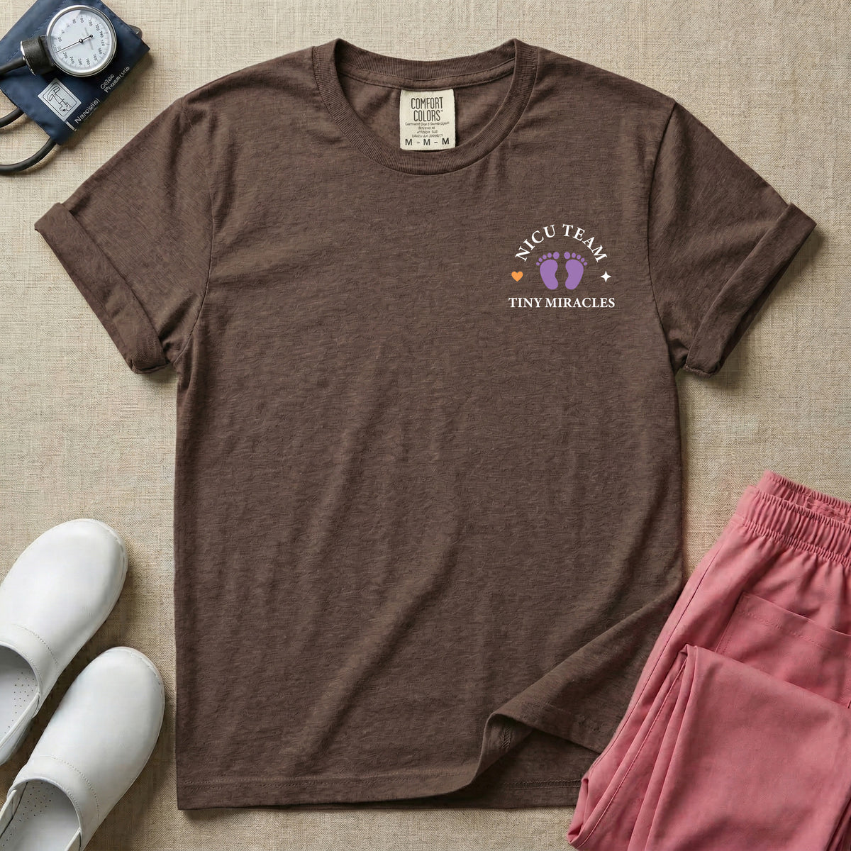 Personalized NICU Nurse Tiny Miracles Team Name Two-Sided T-Shirt-T-Shirt-HugTee