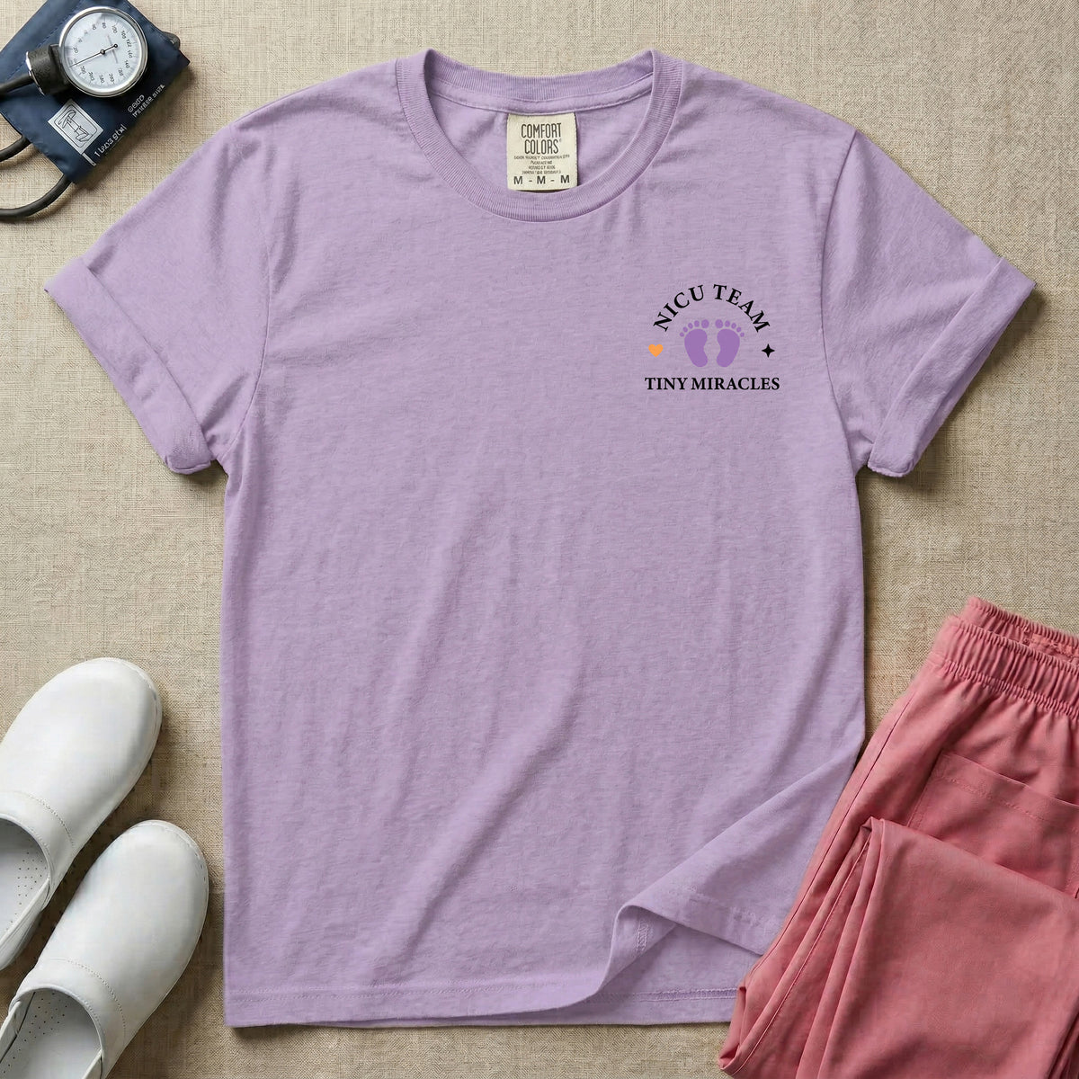 Personalized NICU Nurse Tiny Miracles Team Name Two-Sided T-Shirt-T-Shirt-HugTee