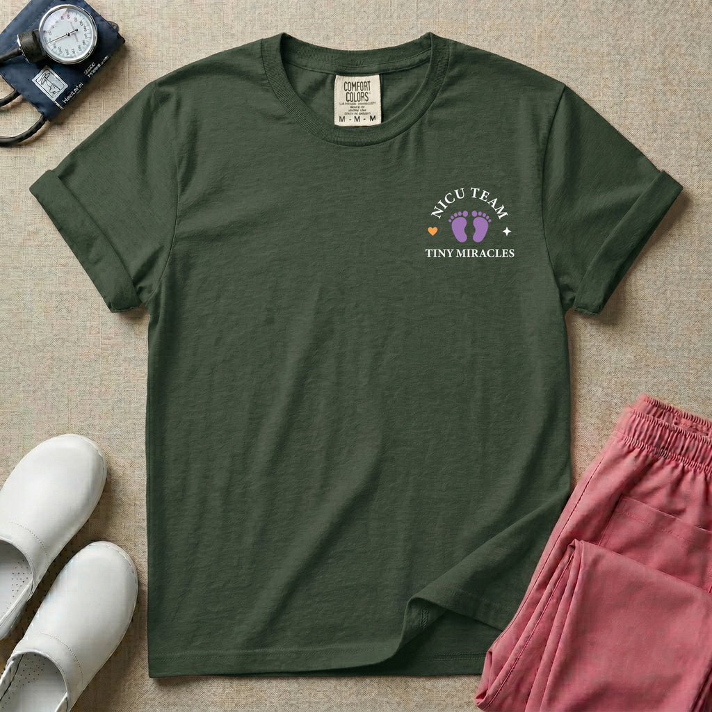 Personalized NICU Nurse Tiny Miracles Team Name Two-Sided T-Shirt-T-Shirt-HugTee
