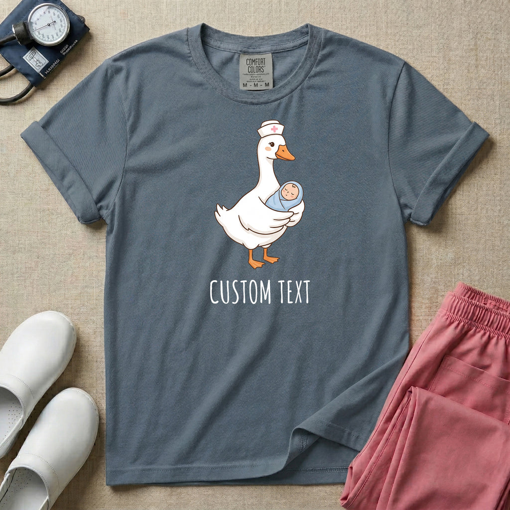 Personalized Nurse Goose Holding Swaddled Baby T-Shirt-T-Shirt-HugTee