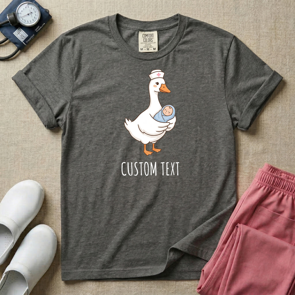 Personalized Nurse Goose Holding Swaddled Baby T-Shirt-T-Shirt-HugTee