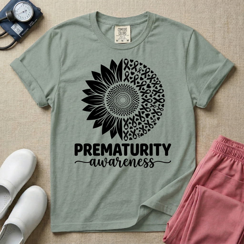 Prematurity Awareness Sunflower NICU Nurse T-Shirt-T-Shirt-HugTee