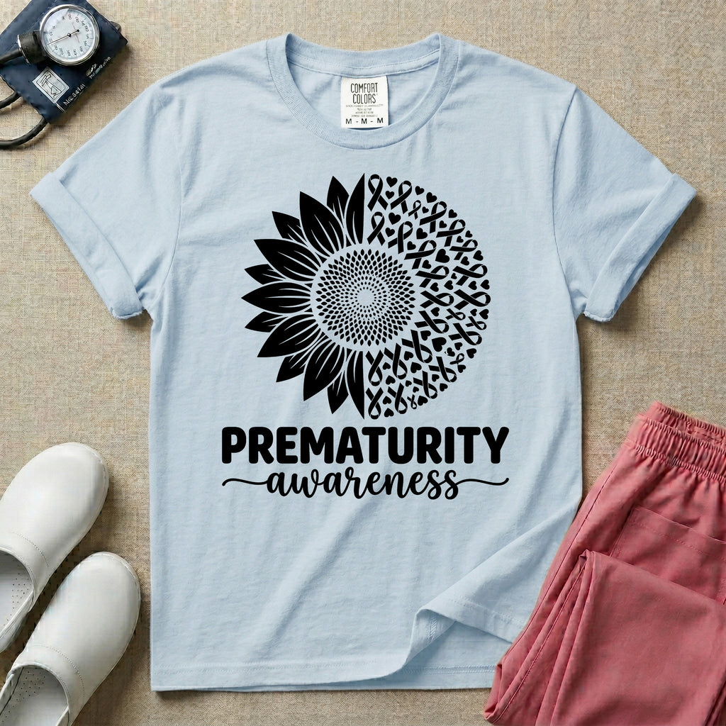 Prematurity Awareness Sunflower NICU Nurse T-Shirt-T-Shirt-HugTee