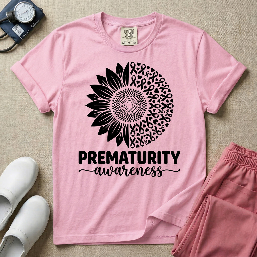 Prematurity Awareness Sunflower NICU Nurse T-Shirt-T-Shirt-HugTee