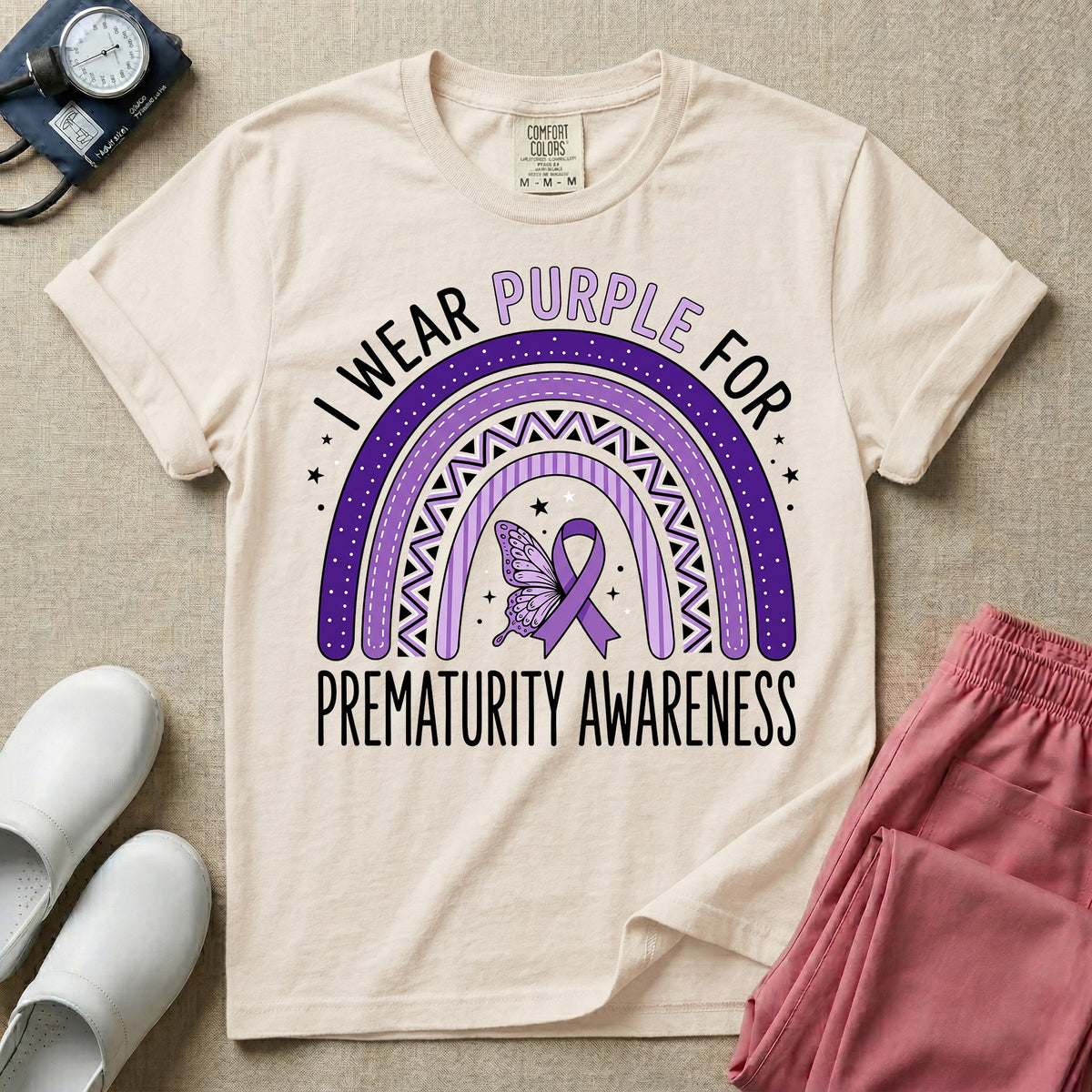 I Wear Purple For Prematurity Awareness NICU Nurse T-Shirt-T-Shirt-HugTee