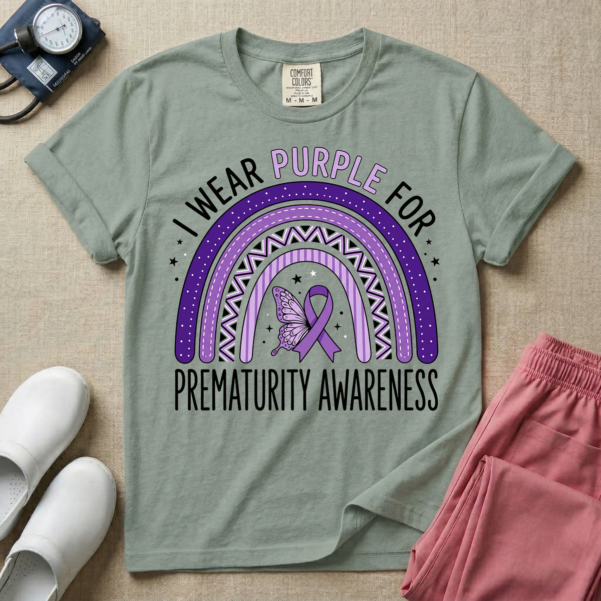 I Wear Purple For Prematurity Awareness NICU Nurse T-Shirt-T-Shirt-HugTee