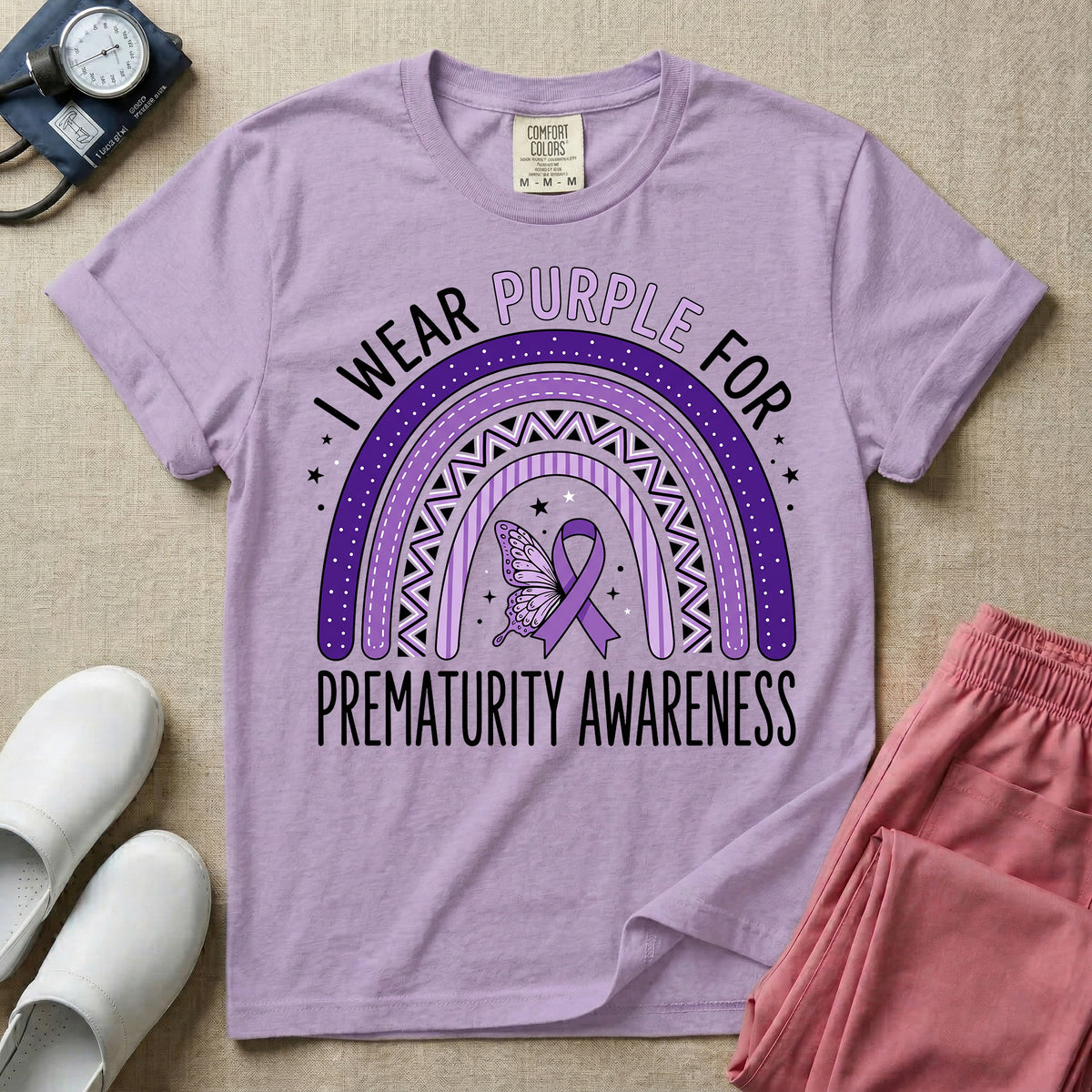 I Wear Purple For Prematurity Awareness NICU Nurse T-Shirt-T-Shirt-HugTee