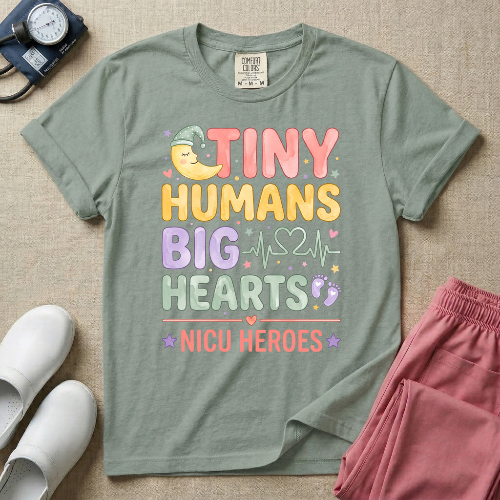 Tiny Humans Big Hearts NICU Heroes T-Shirt-T-Shirt-HugTee