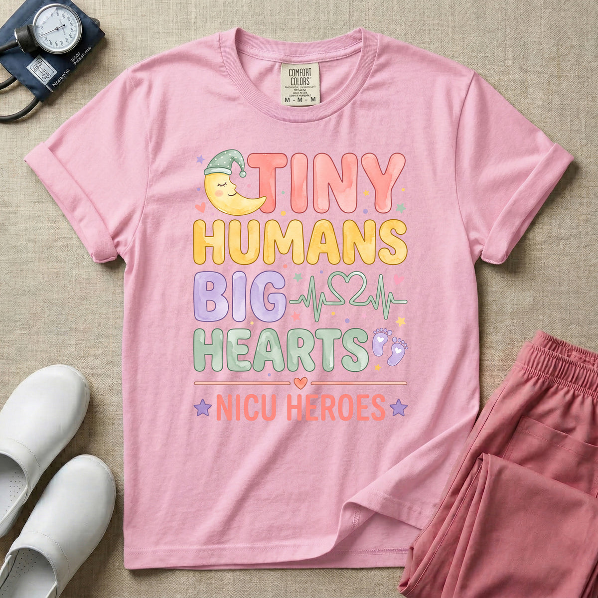 Tiny Humans Big Hearts NICU Heroes T-Shirt-T-Shirt-HugTee