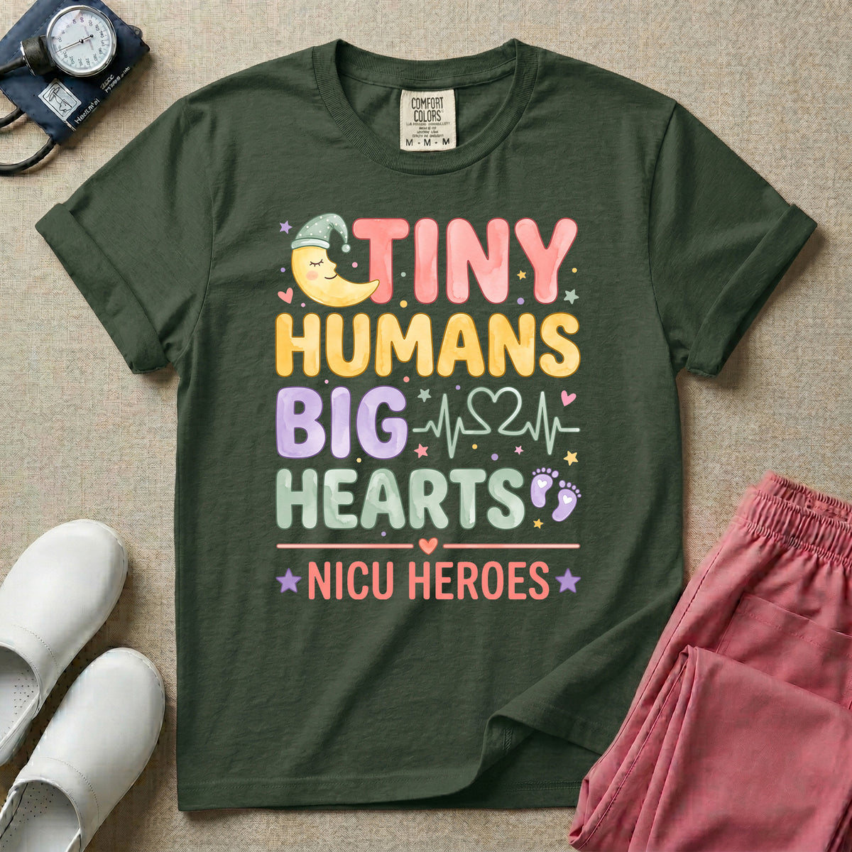 Tiny Humans Big Hearts NICU Heroes T-Shirt-T-Shirt-HugTee