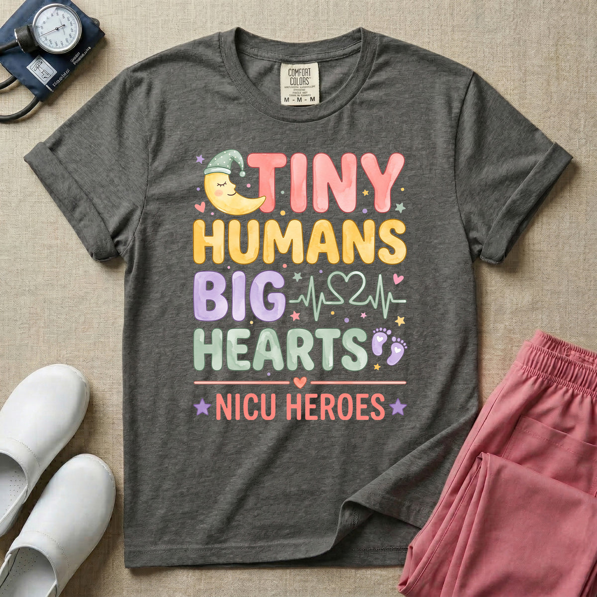 Tiny Humans Big Hearts NICU Heroes T-Shirt-T-Shirt-HugTee