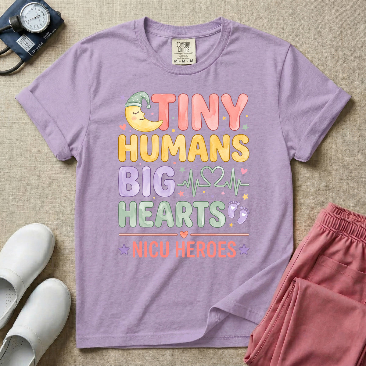Tiny Humans Big Hearts NICU Heroes T-Shirt-T-Shirt-HugTee