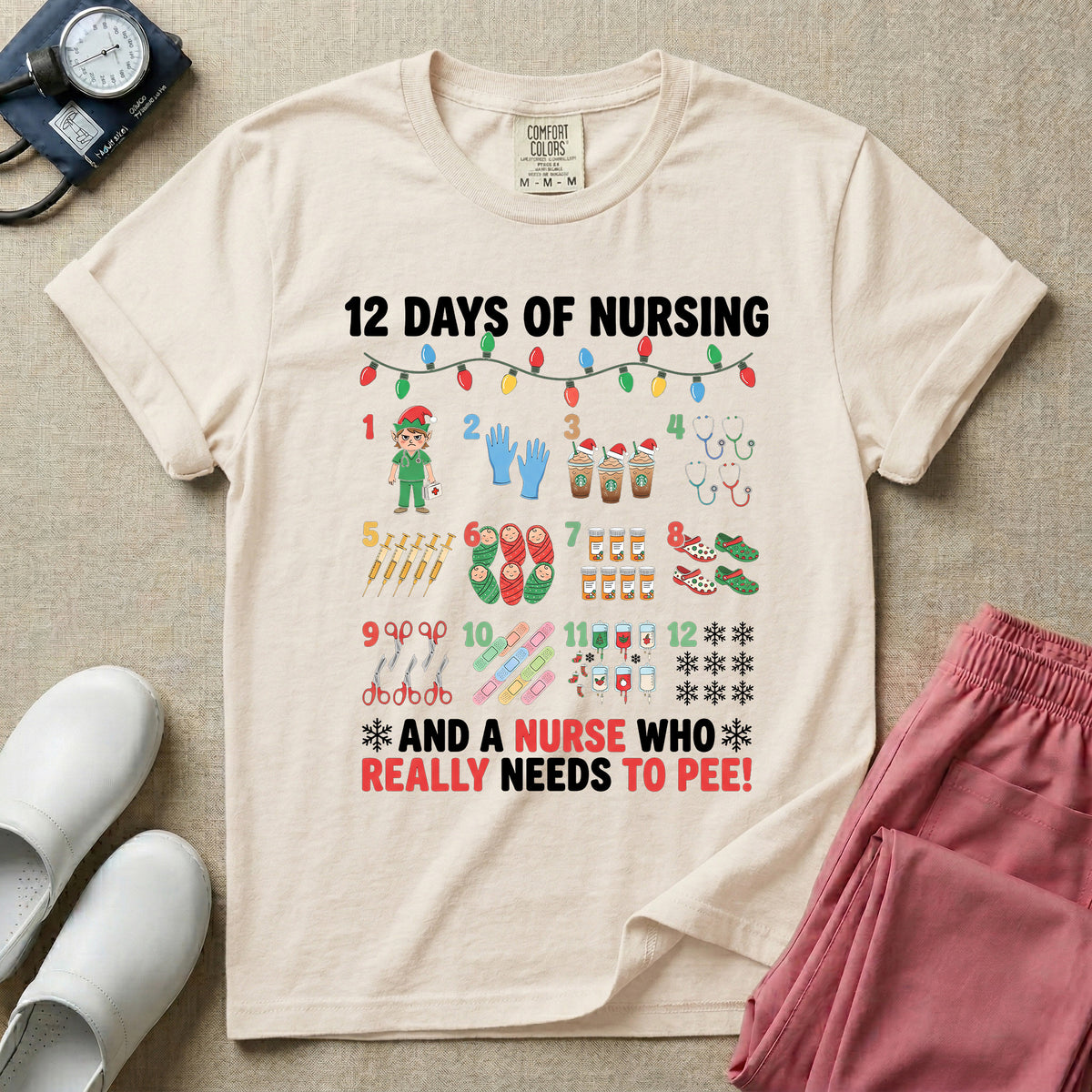 12 Days Of Nursing Christmas Nurse Humor T-Shirt