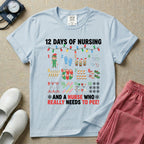 12 Days Of Nursing Christmas Nurse Humor T-Shirt