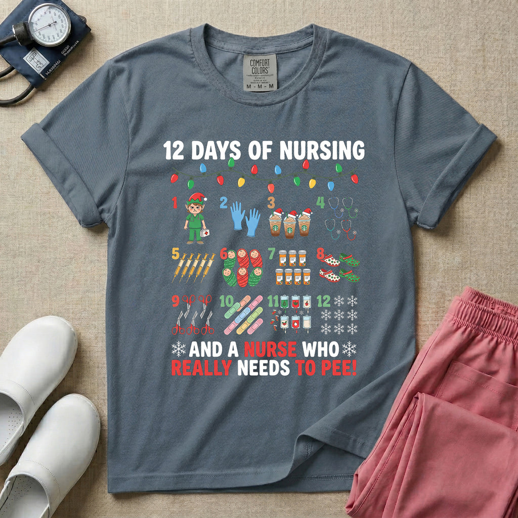 12 Days Of Nursing Christmas Nurse Humor T-Shirt