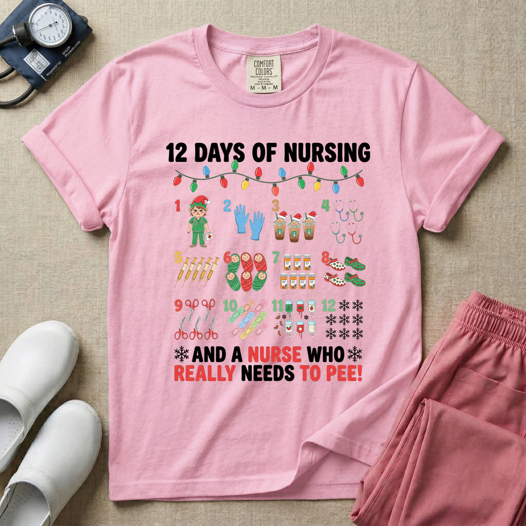 12 Days Of Nursing Christmas Nurse Humor T-Shirt