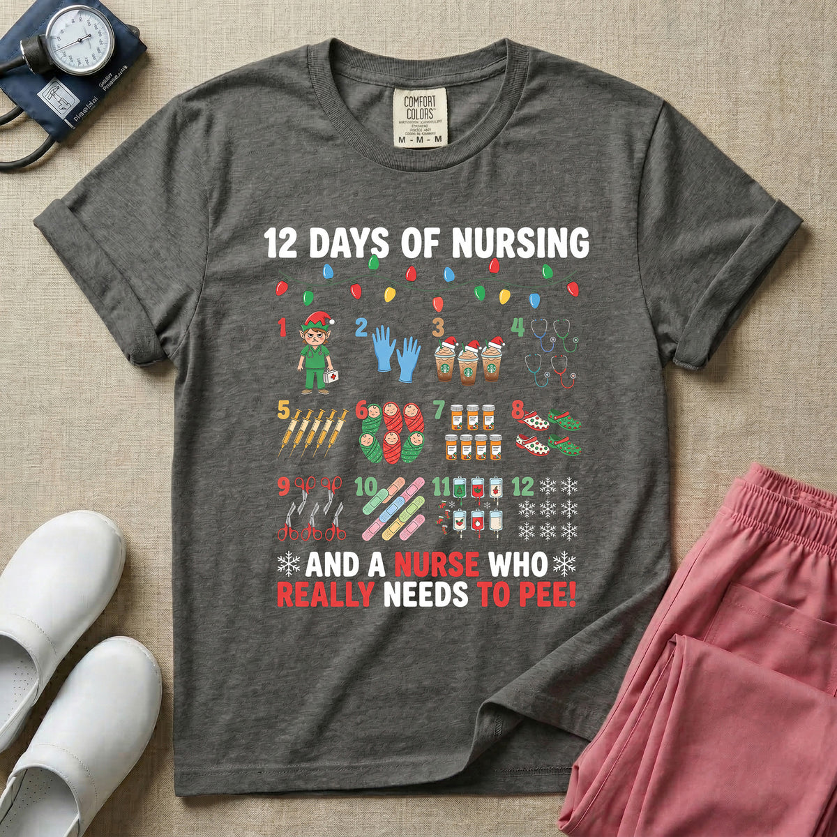 12 Days Of Nursing Christmas Nurse Humor T-Shirt