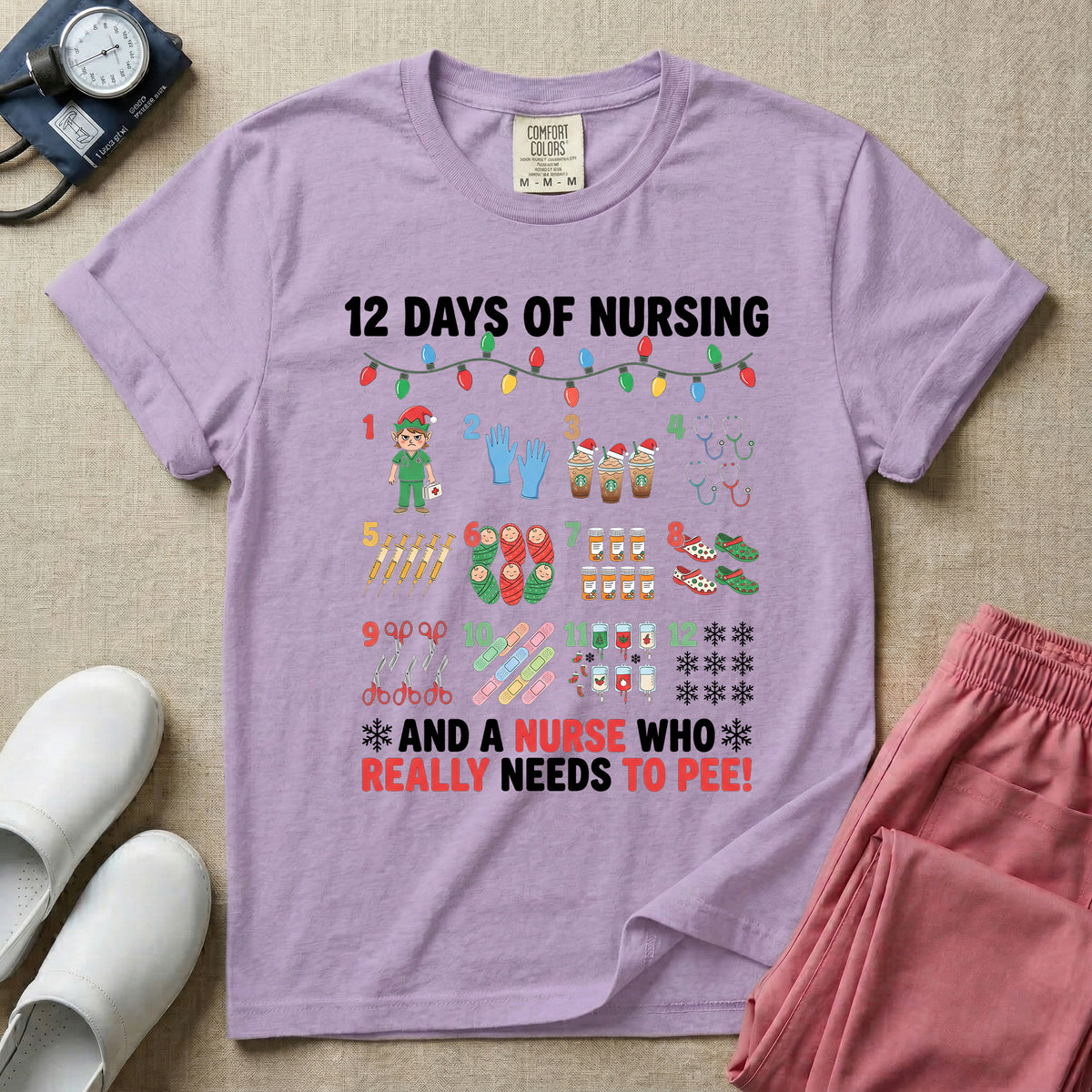 12 Days Of Nursing Christmas Nurse Humor T-Shirt