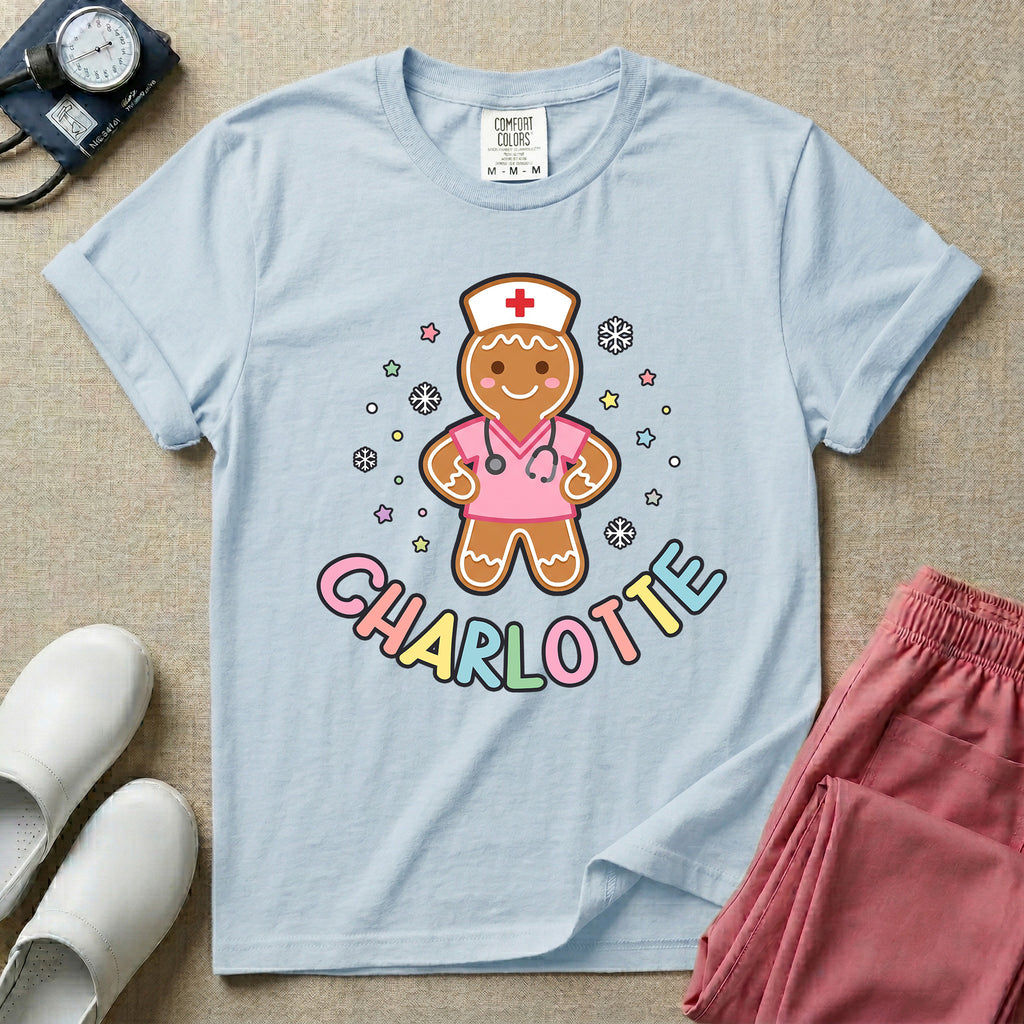 Personalized Night Shift Squad Gingerbread Nurse Name Christmas T-Shirt