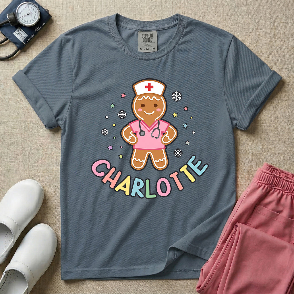 Personalized Night Shift Squad Gingerbread Nurse Name Christmas T-Shirt