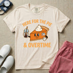 Here For The Pie & Overtime Cute Fall Thanksgiving T-Shirt