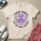 I Wear Purple For The Tiniest Fighters NICU Nurse Ribbon T-Shirt