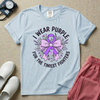 I Wear Purple For The Tiniest Fighters NICU Nurse Ribbon T-Shirt