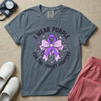 I Wear Purple For The Tiniest Fighters NICU Nurse Ribbon T-Shirt