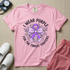 I Wear Purple For The Tiniest Fighters NICU Nurse Ribbon T-Shirt