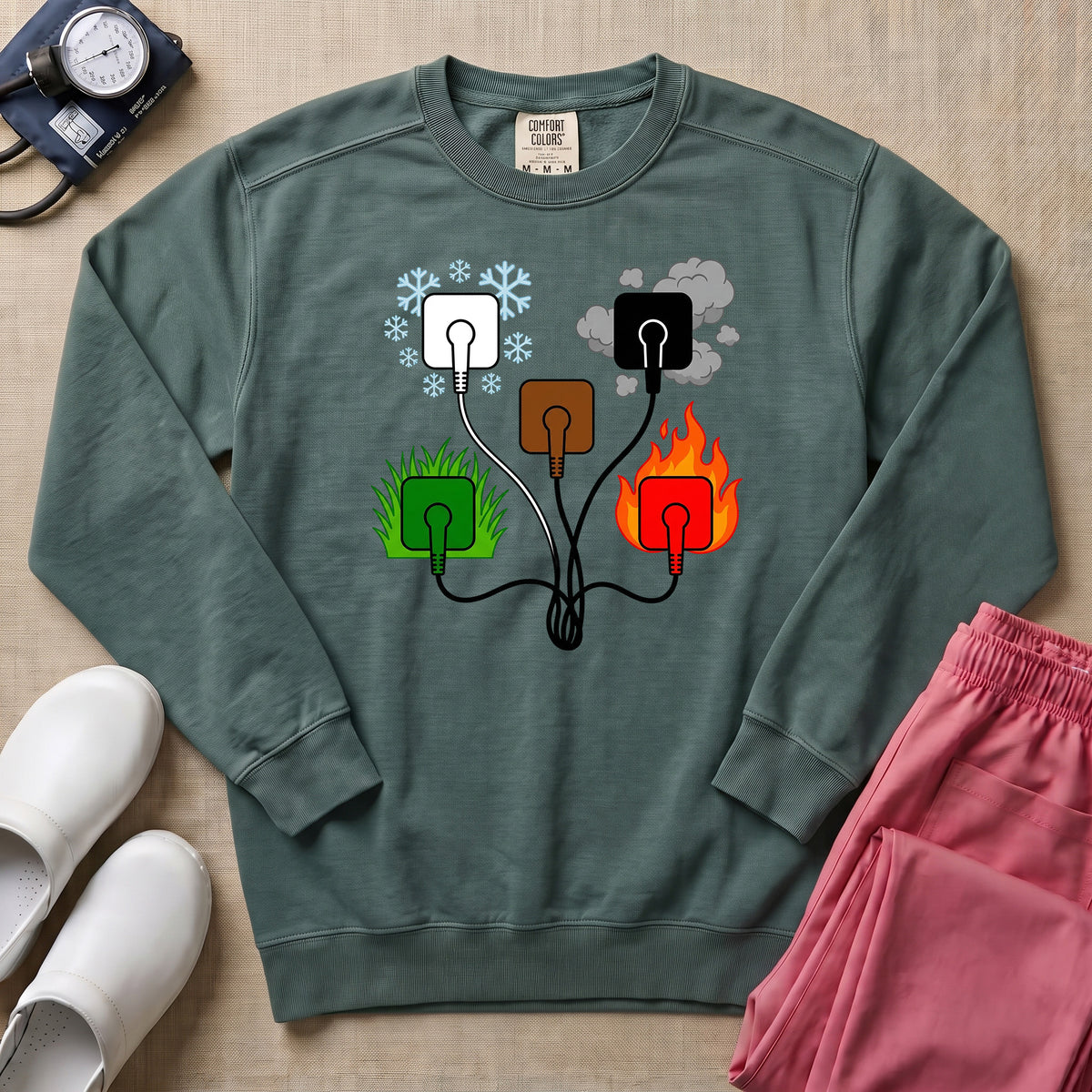 ECG Lead Placement Mnemonic Nurse Minimalist Sweatshirt - Blue Spruce Comfort Colors Sweatshirt | HugTee