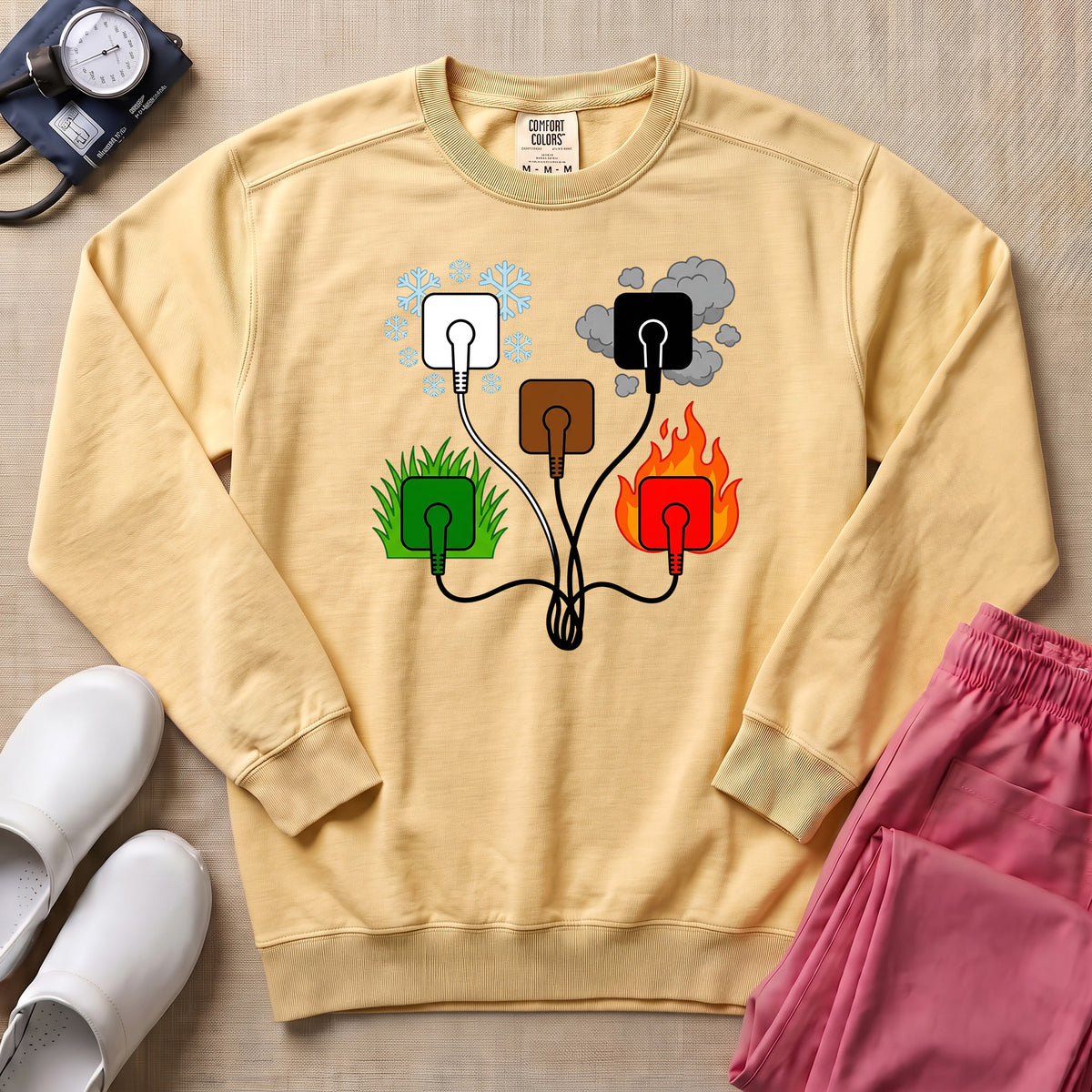 ECG Lead Placement Mnemonic Nurse Minimalist Sweatshirt - Butter Comfort Colors Sweatshirt | HugTee