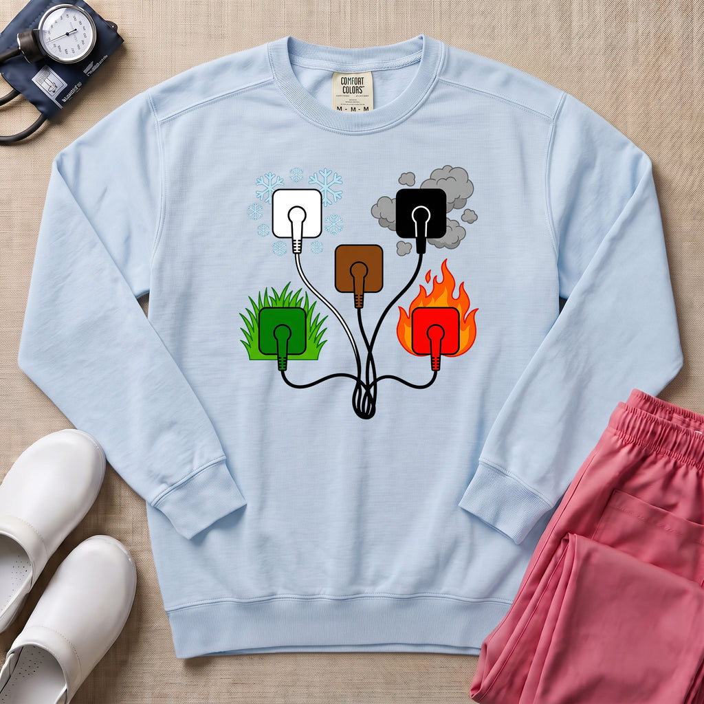 ECG Lead Placement Mnemonic Nurse Minimalist Sweatshirt - Chambray Comfort Colors Sweatshirt | HugTee