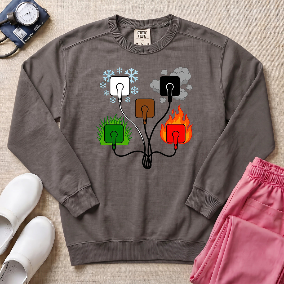 ECG Lead Placement Mnemonic Nurse Minimalist Sweatshirt - Pepper Lifestyle Hero Mockup | HugTee