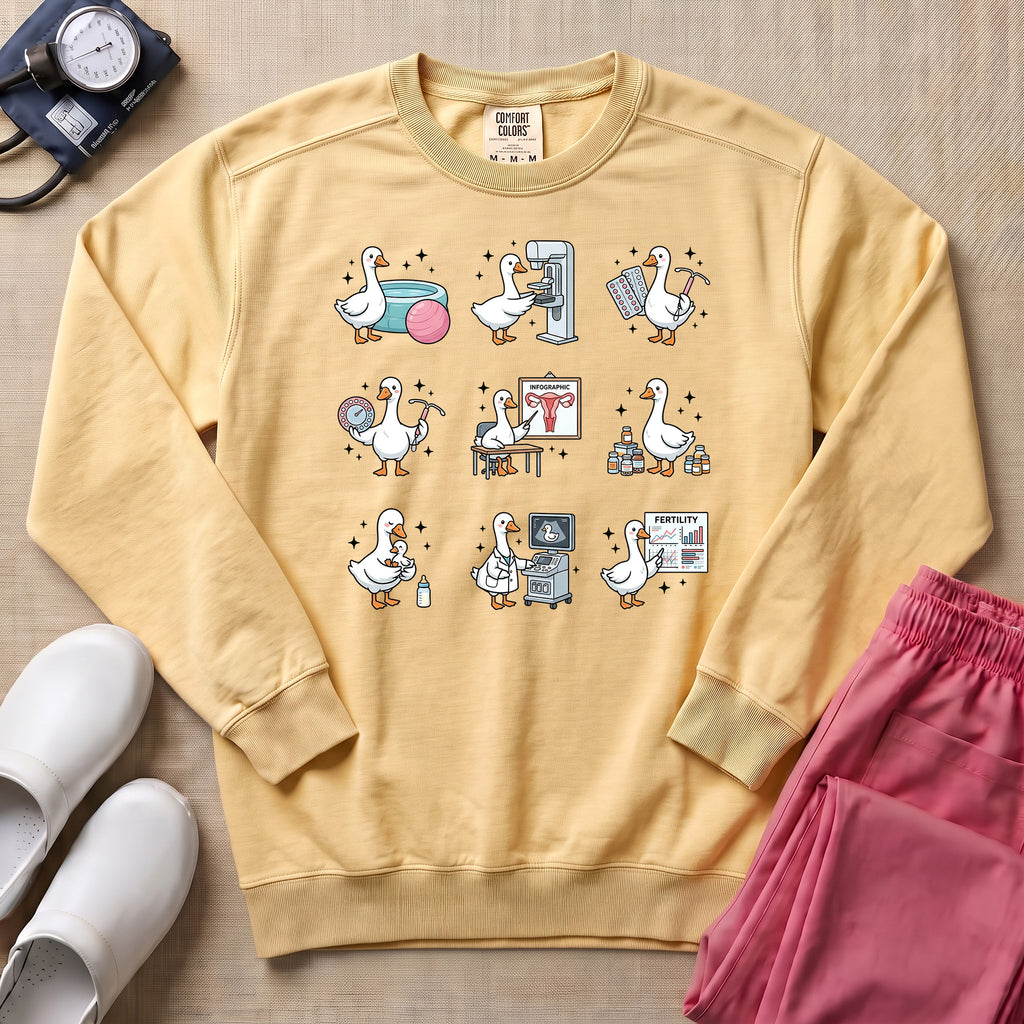Funny OB-GYN Silly Goose Sweatshirt - Butter Comfort Colors Sweatshirt | HugTee