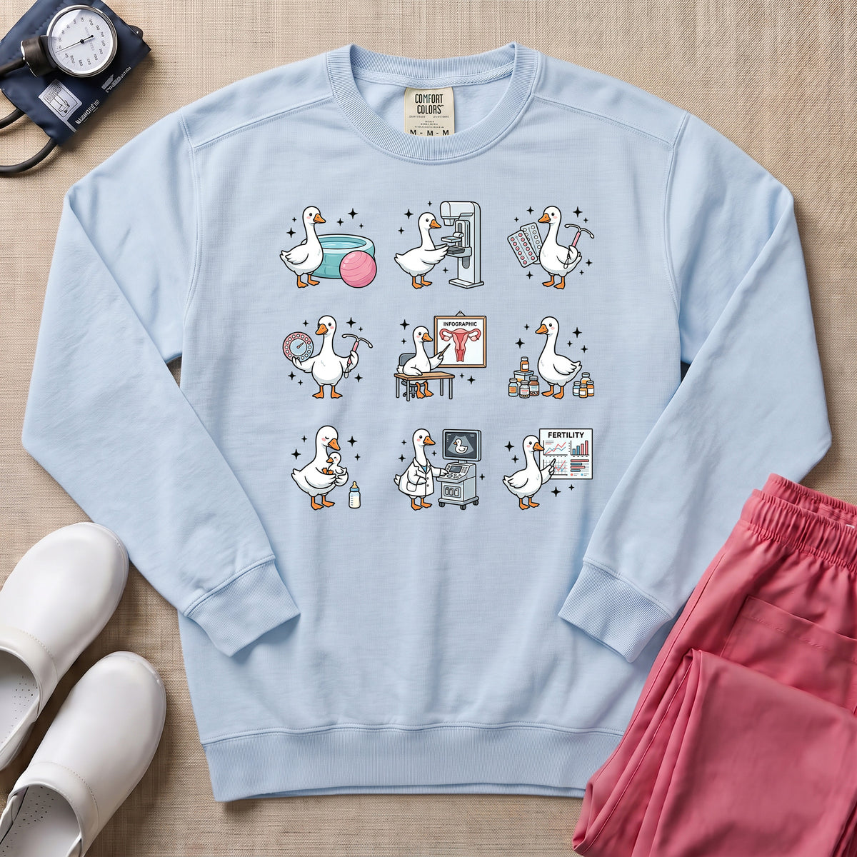 Funny OB-GYN Silly Goose Sweatshirt - Chambray Comfort Colors Sweatshirt | HugTee