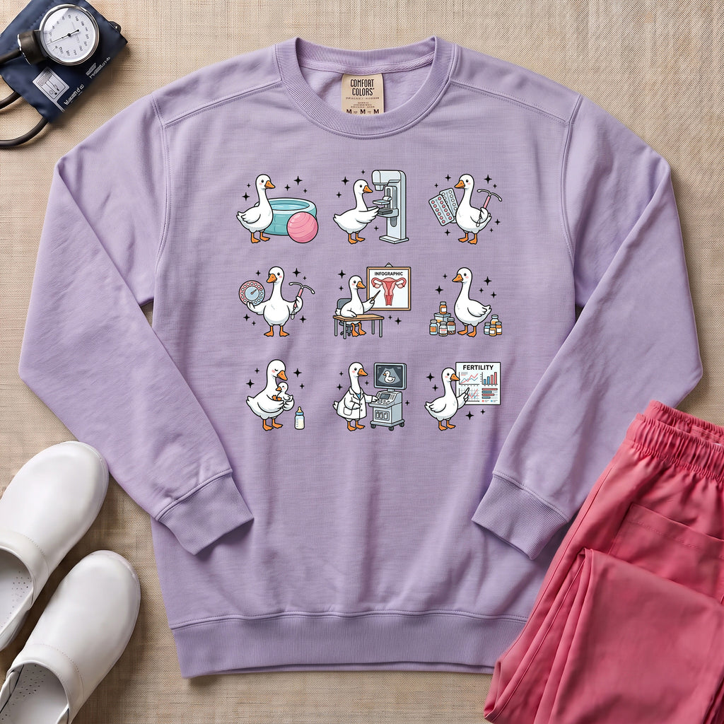 Funny OB-GYN Silly Goose Sweatshirt - Orchid Comfort Colors Sweatshirt | HugTee