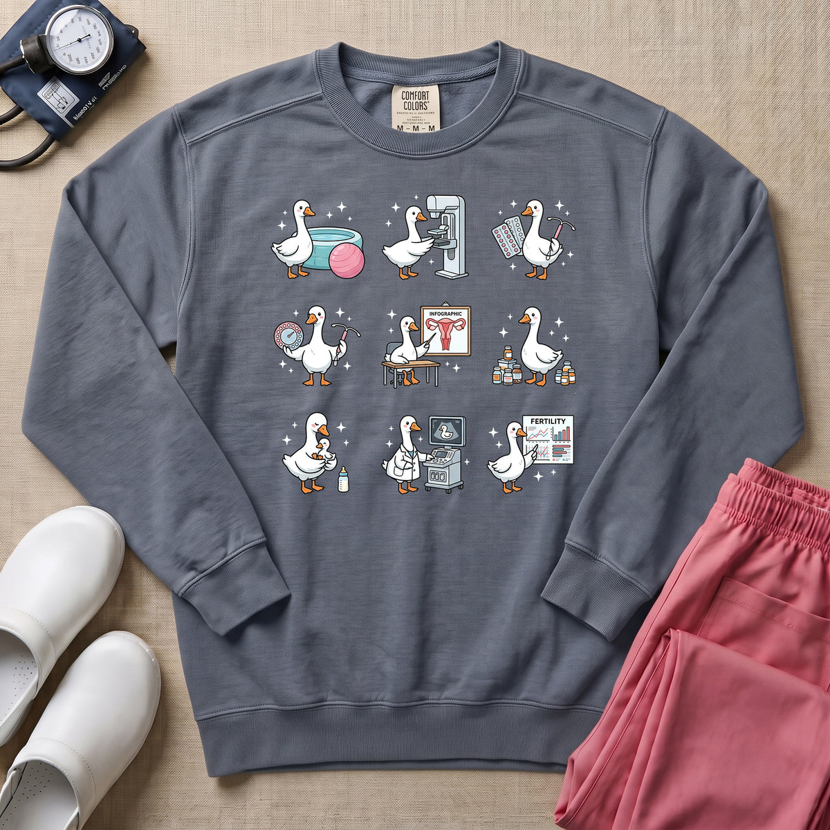 Funny OB-GYN Silly Goose Sweatshirt - Blue Jean Comfort Colors Sweatshirt | HugTee