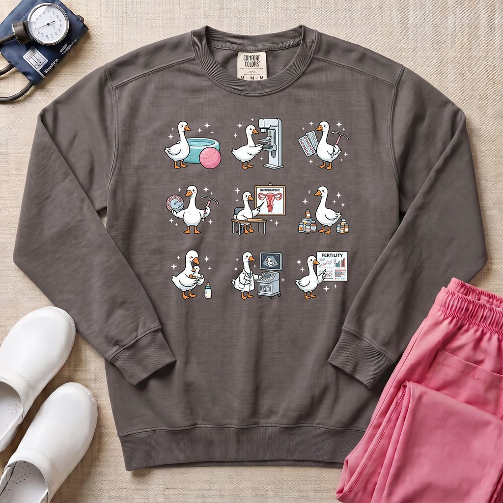 Funny OB-GYN Silly Goose Sweatshirt - Pepper Lifestyle Hero Mockup | HugTee