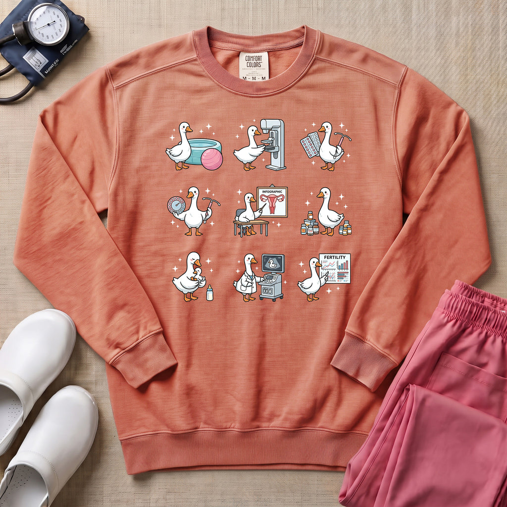 Funny OB-GYN Silly Goose Sweatshirt - Terracotta Comfort Colors Sweatshirt | HugTee